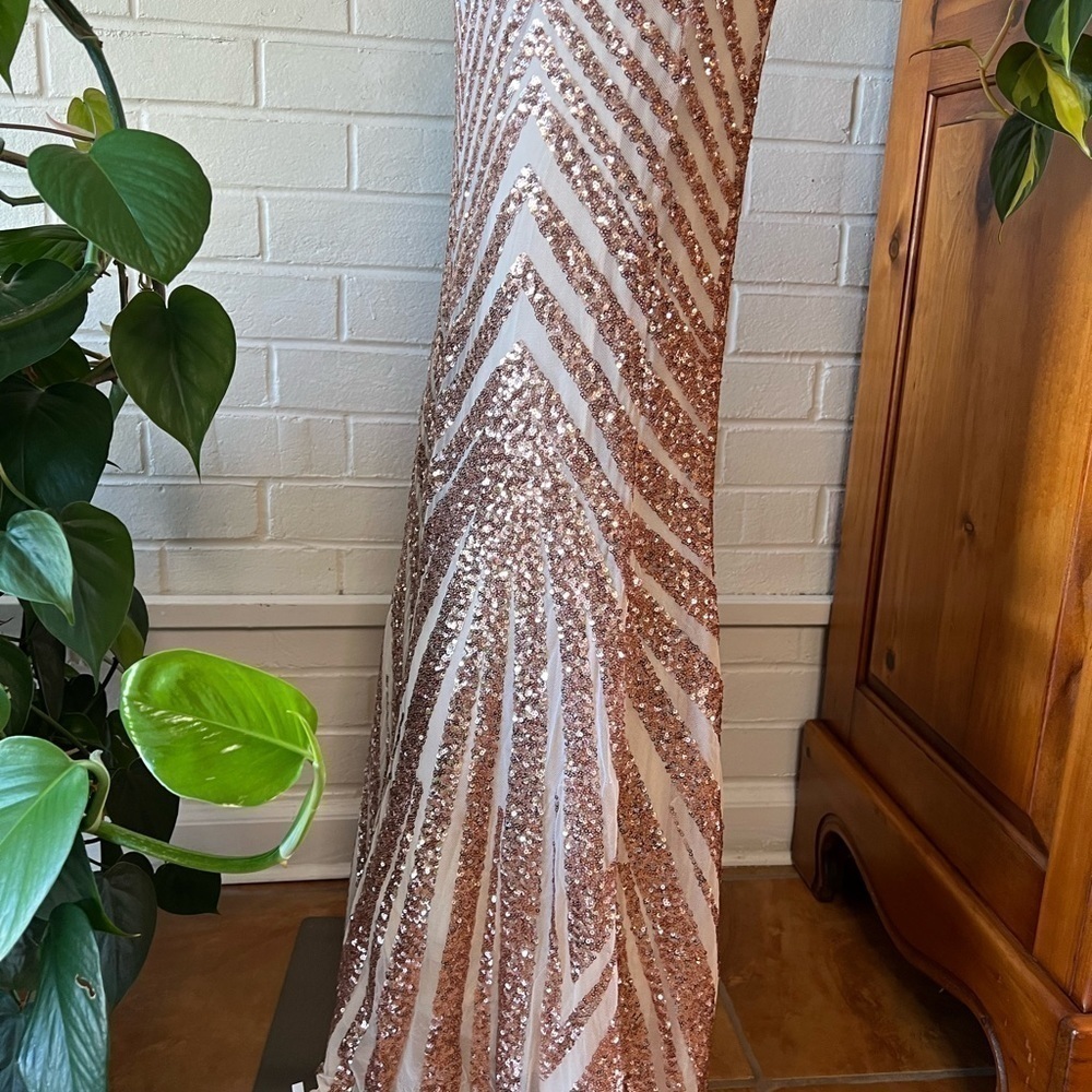 Evening gown prom formal mermaid trumpet gown with gold sequins size L - Picture 9 of 9